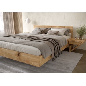 Łóżko drewniane dębowe ZEN lewitujące dziki dąb