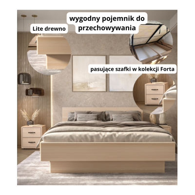 Łóżko z Pojemnikiem Forte, Bukowe | Polskie | Drewniane do Sypialni Łóżko z Pojemnikiem Forte, Bukowe | Polskie | Drewniane do Sypialni