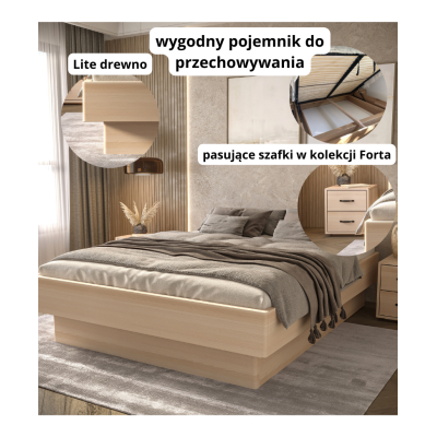 Łóżko Bukowe bez Zagłówka z Pojemnikiem Forte Lite | Polskie | Drewniane do Sypialni Łóżko Bukowe bez Zagłówka z Pojemnikiem Forte Lite | Polskie | Drewniane do Sypialni
