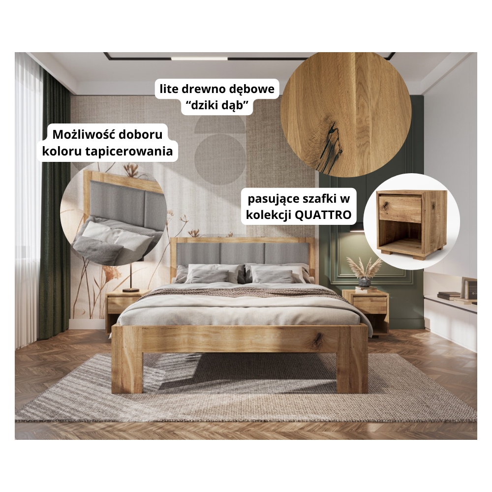 ❗️ Łóżko z litego drewna QUATTRO - dębowe - piękne i funkcjonalne❗️