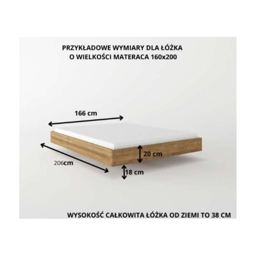 Łóżko dębowe ZEN Lite lewitujące