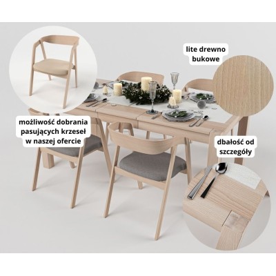 Bukowy rozkładany stół TEKO