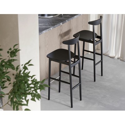 Czarny barowy - hoker - drewniany