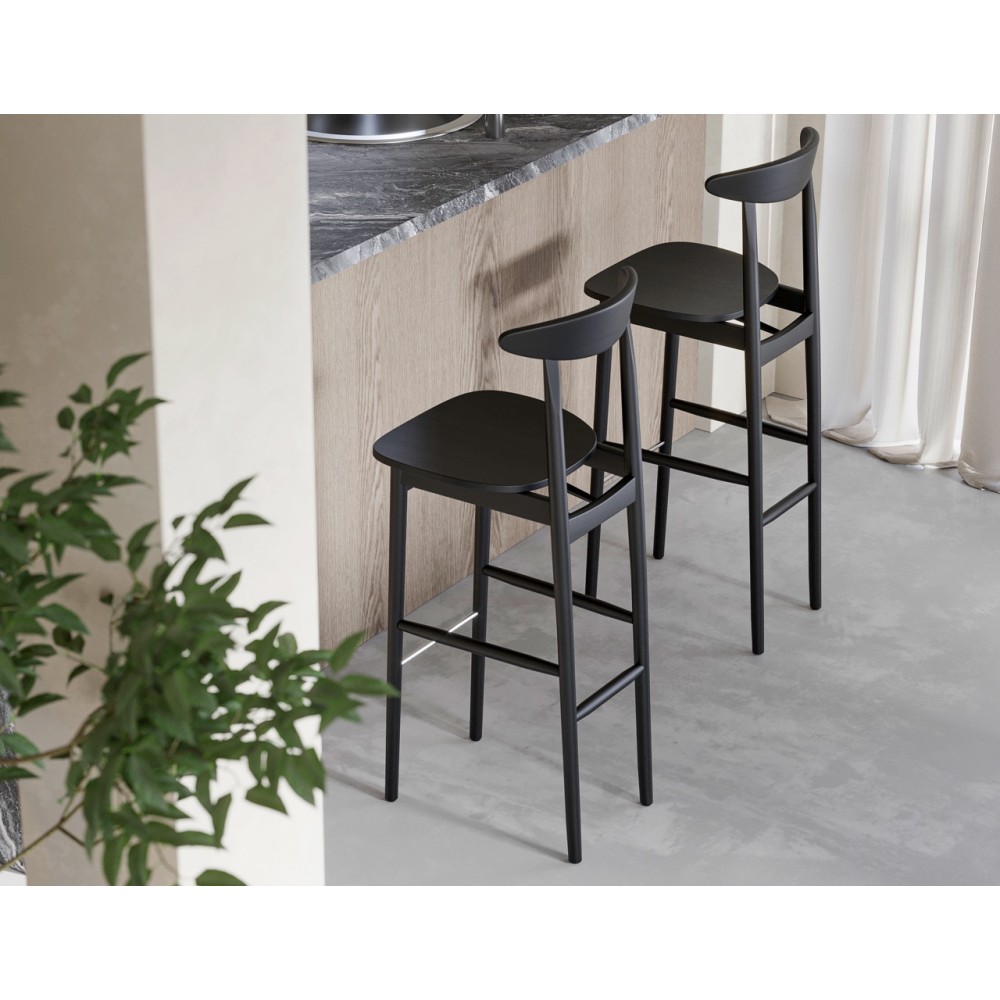 Czarny barowy - hoker - drewniany