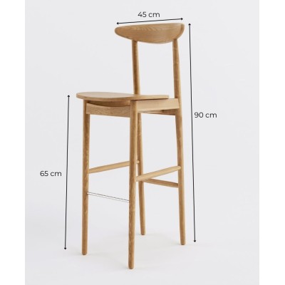 Dębowe krzesło barowe - hoker - drewniany