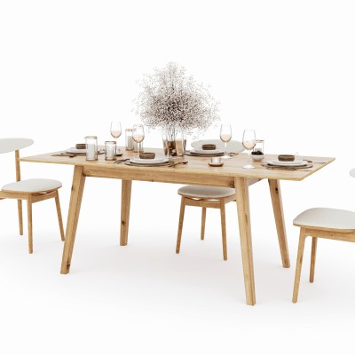 Dębowy, rozkładany stół w stylu skandynawskim DZIKI DĄB Dębowy, rozkładany stół w stylu skandynawskim DZIKI DĄB