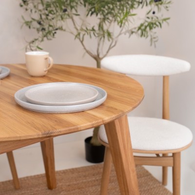 Dębowy, rozkładany okrągły stół w stylu RETRO