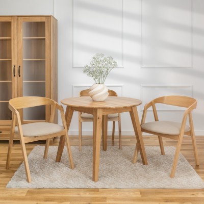 Dębowy, rozkładany okrągły stół w stylu RETRO