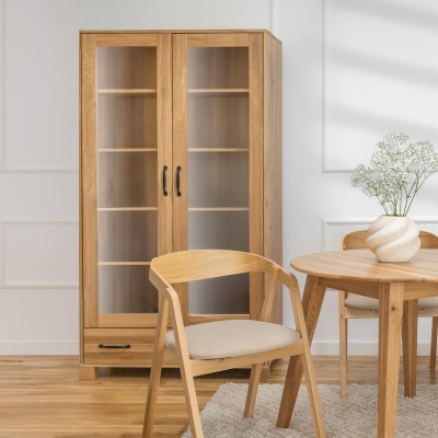 Dębowa witryna dwudrzwiowa TEKO dziki dąb