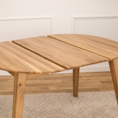 Dębowy, rozkładany okrągły stół w stylu RETRO