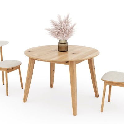 Dębowy, rozkładany okrągły stół w stylu RETRO DZIKI DĄB