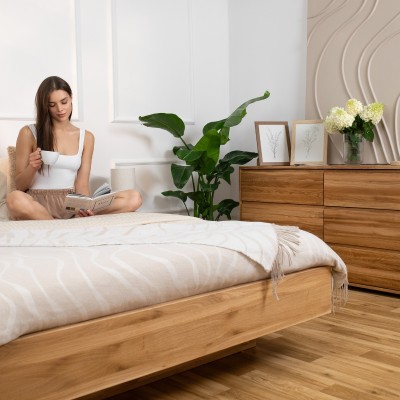 Łóżko Dębowe z Pojemnikiem Forte | Polskie | Drewniane do Sypialni Łóżko Dębowe z Pojemnikiem Forte | Polskie | Drewniane do Sypialni