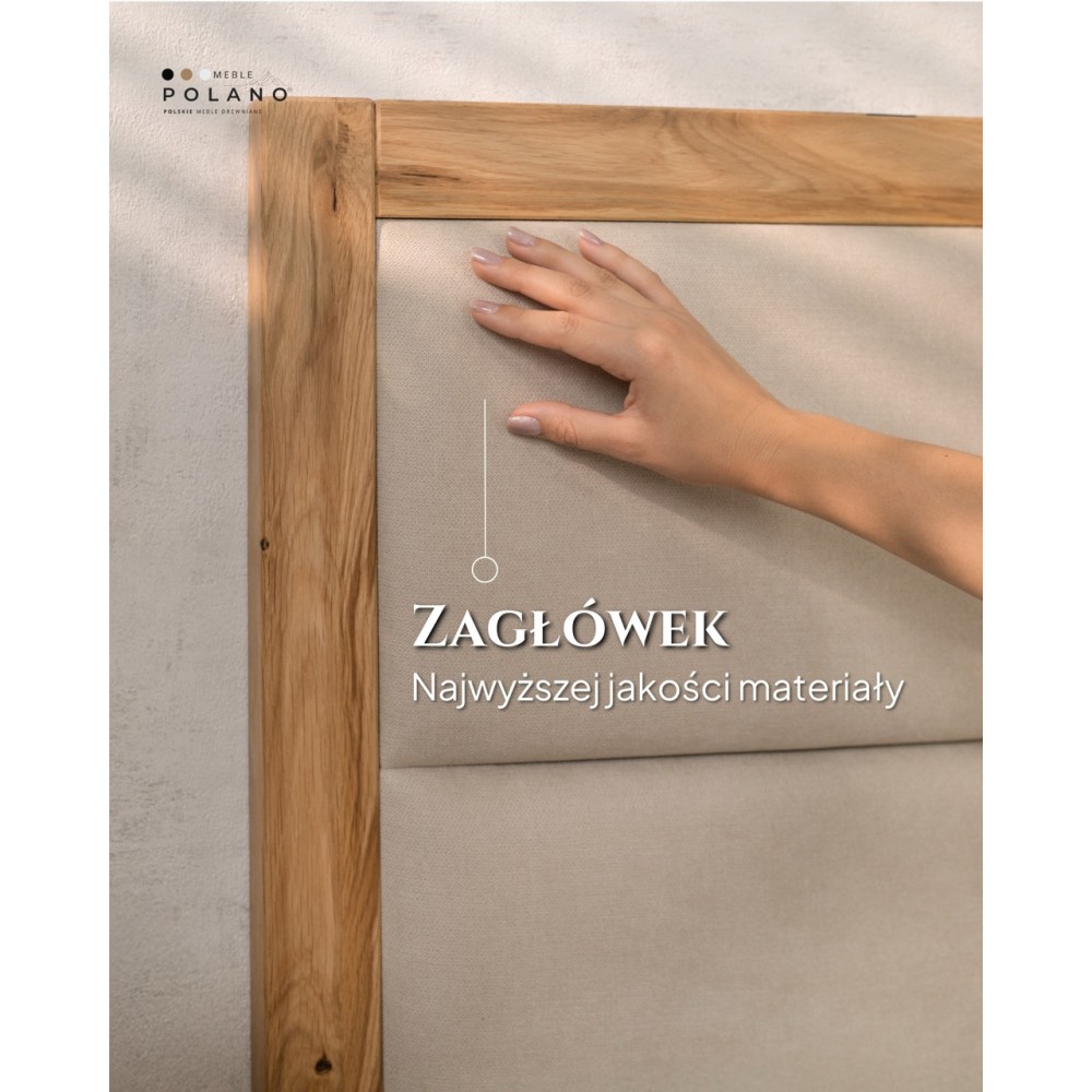 Łóżko dębowe lewitujące z tapicerowanym wezgłowiem ZEN dziki dąb