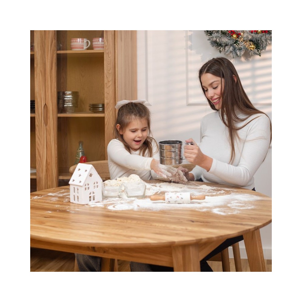 Dębowy, rozkładany okrągły stół w stylu RETRO DZIKI DĄB