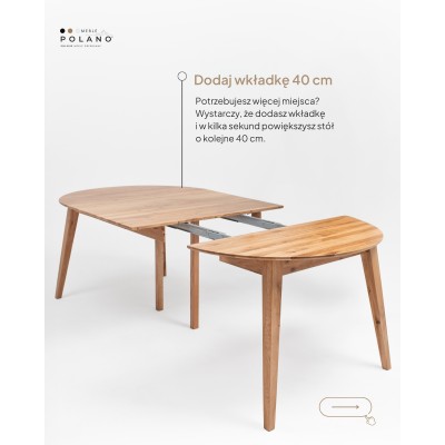 Dębowy, rozkładany okrągły stół w stylu RETRO