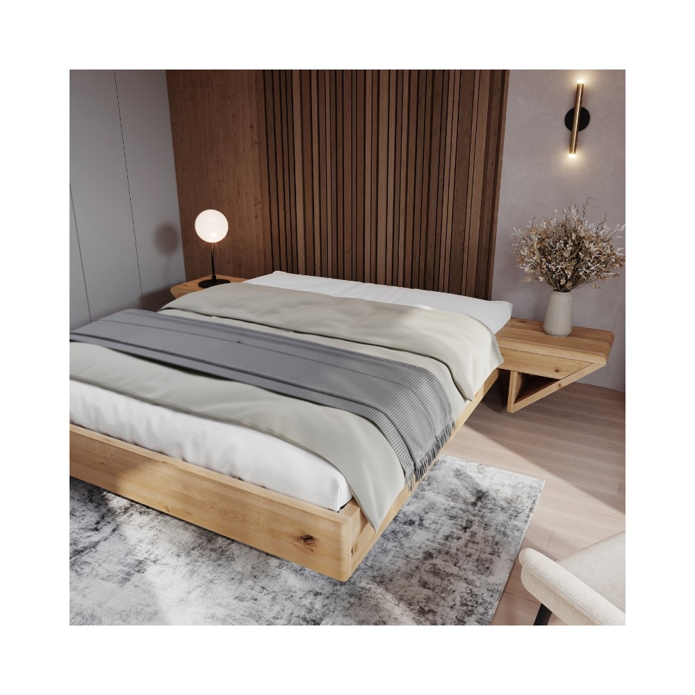 Łóżko dębowe ZEN Lite lewitujące dziki dąb