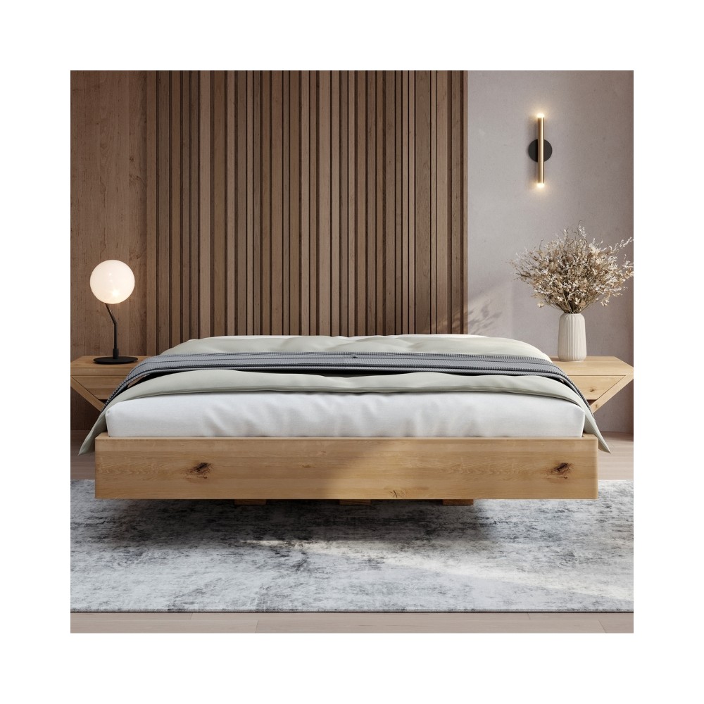 Łóżko dębowe ZEN Lite lewitujące dziki dąb