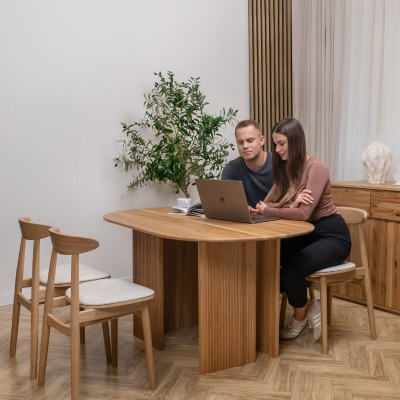 Stół NOA Japandi z litego dębu | Lamelowy stół do jadalni | Stół NOA Japandi z litego dębu | Lamelowy stół do jadalni |