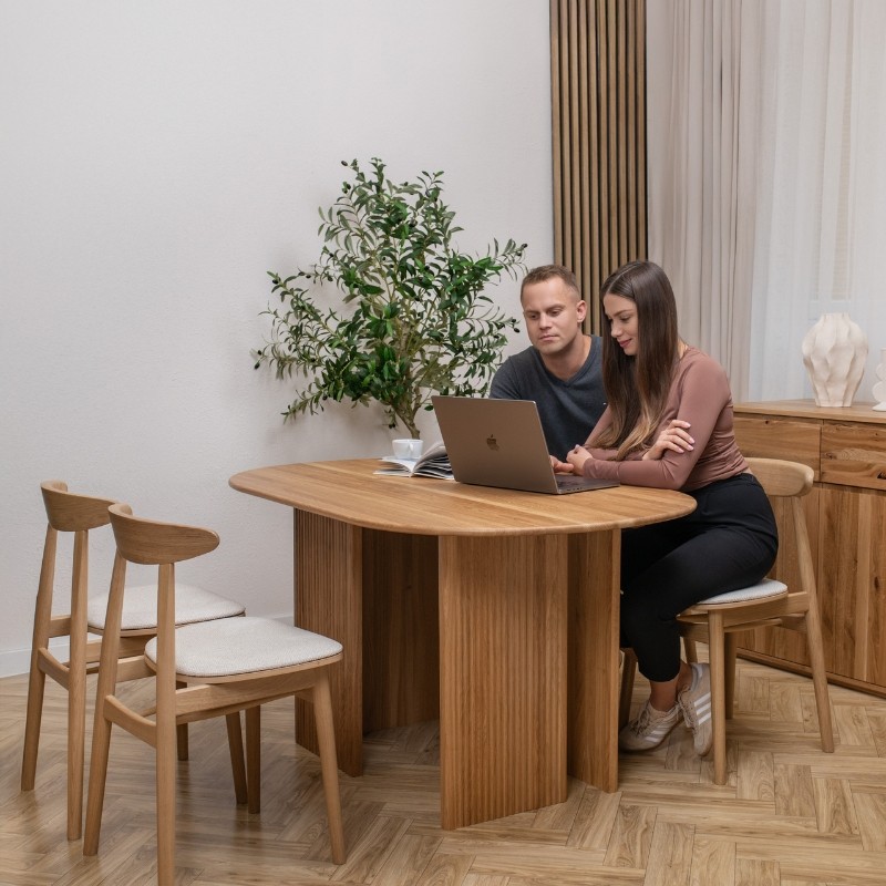 Stół NOA Japandi z litego dębu | Lamelowy stół do jadalni | Stół NOA Japandi z litego dębu | Lamelowy stół do jadalni |