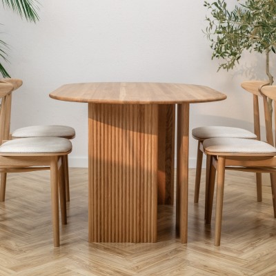 Stół NOA Japandi z litego dębu | Lamelowy stół do jadalni |