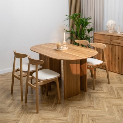 Stół NOA Japandi z litego dębu | Lamelowy stół do jadalni |