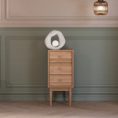 Wysoka komoda Oslo – dębowa, lakierowana, polska manufaktura