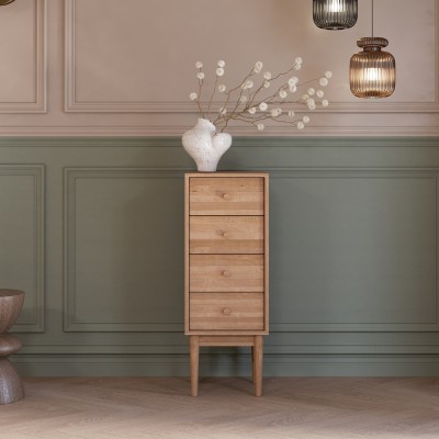 Wysoka komoda Oslo 4 – dębowa, lakierowana, polska manufaktura