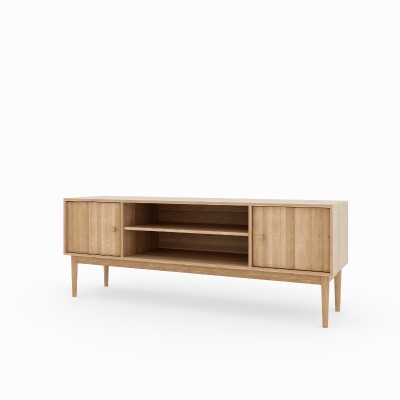 Szafka RTV Oslo – niska, dębowa, lakierowana, polska manufaktura