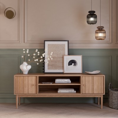 Szafka RTV Oslo – niska, dębowa, lakierowana, polska manufaktura