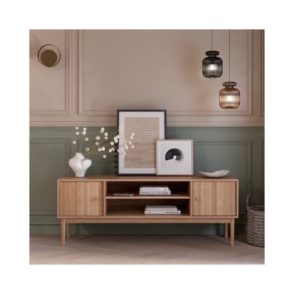 Szafka RTV Oslo – niska, dębowa, lakierowana, polska manufaktura