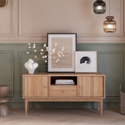 Szafka RTV Oslo 2D+1 – dębowa, lakierowana, polska manufaktura