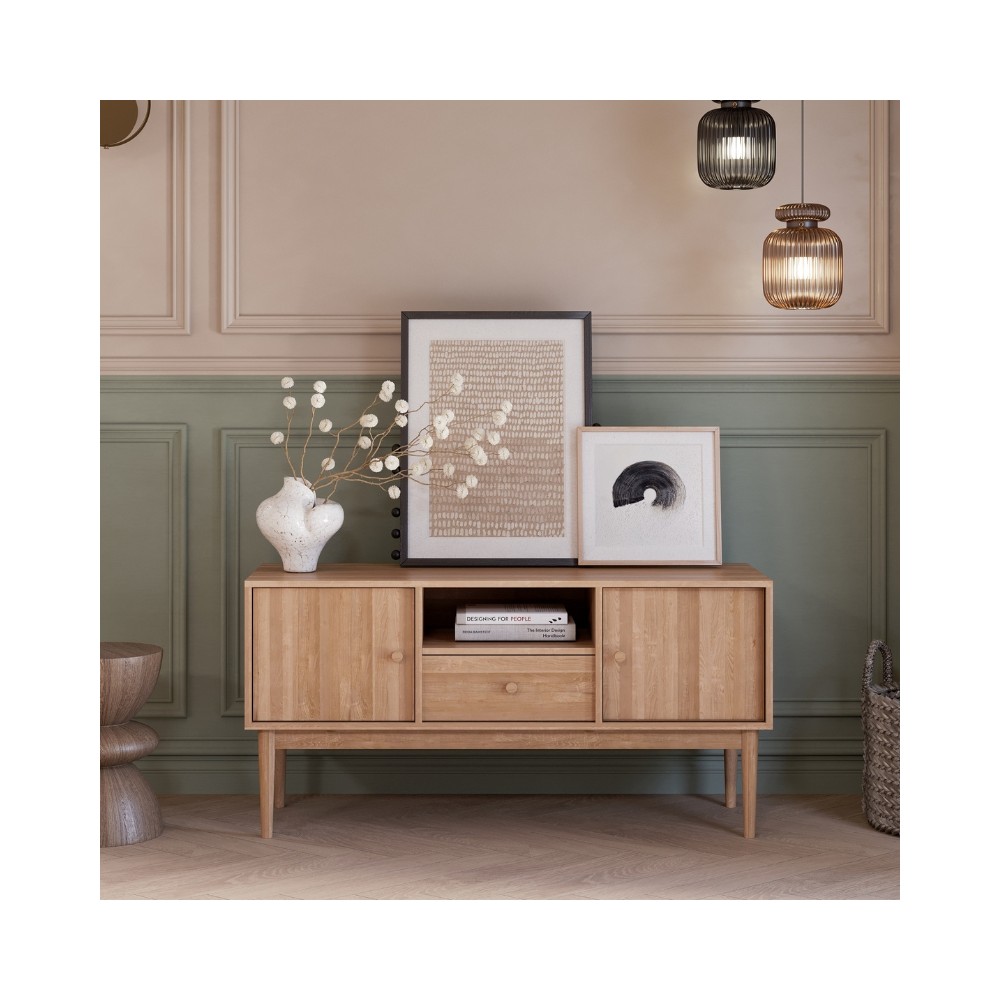 Szafka RTV Oslo 2D+1 – dębowa, lakierowana, polska manufaktura