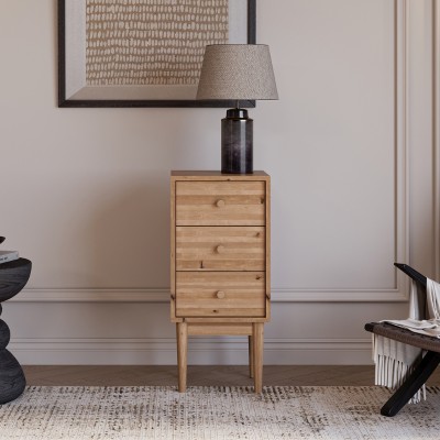 Wysoka komoda Oslo – dębowa, lakierowana, polska manufaktura