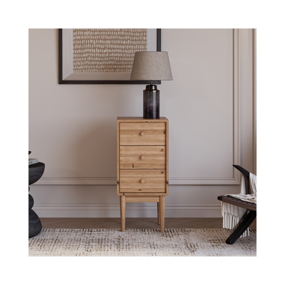 Wysoka komoda Oslo – dębowa, lakierowana, polska manufaktura