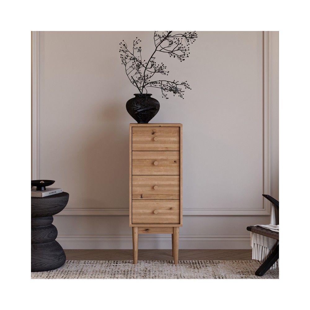 Wysoka komoda Oslo 4 – dębowa, lakierowana, polska manufaktura