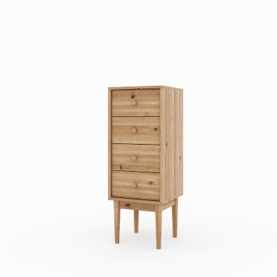 Wysoka komoda Oslo 4 – dębowa, lakierowana, polska manufaktura