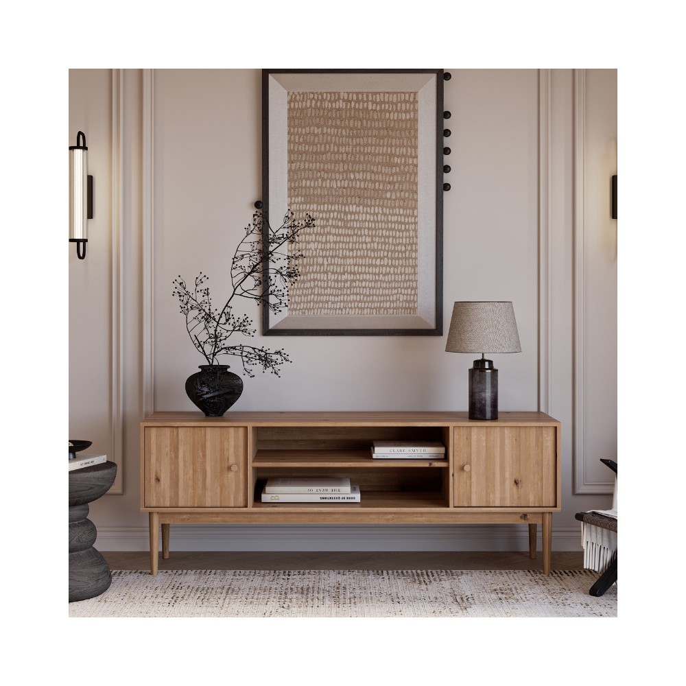 Szafka RTV Oslo – niska, dębowa, lakierowana, polska manufaktura