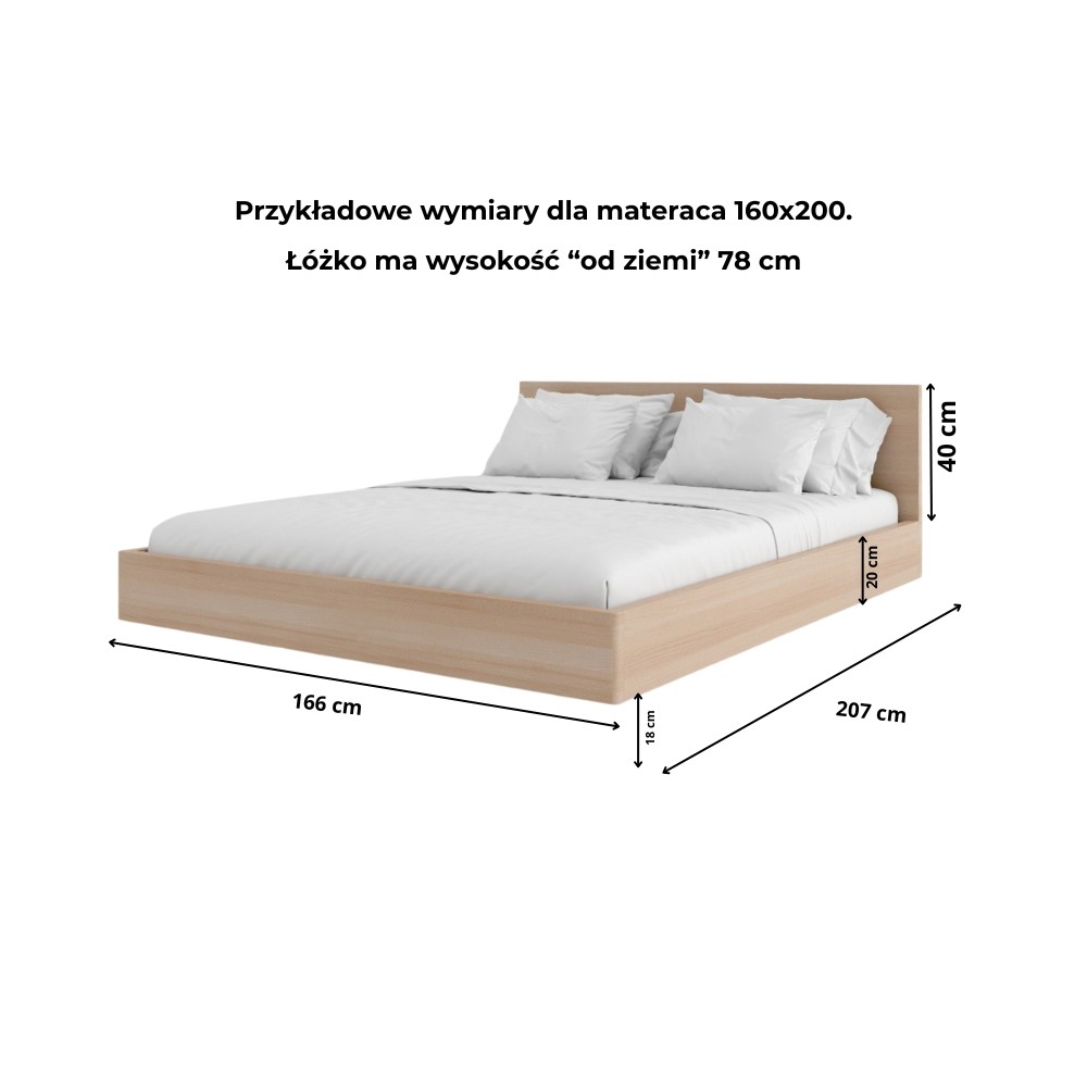 Łóżko drewniane dębowe ZEN lewitujące dziki dąb