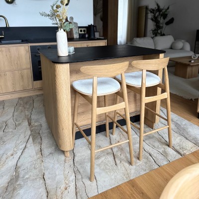 Dębowe krzesło barowe - hoker - tapicerowany II