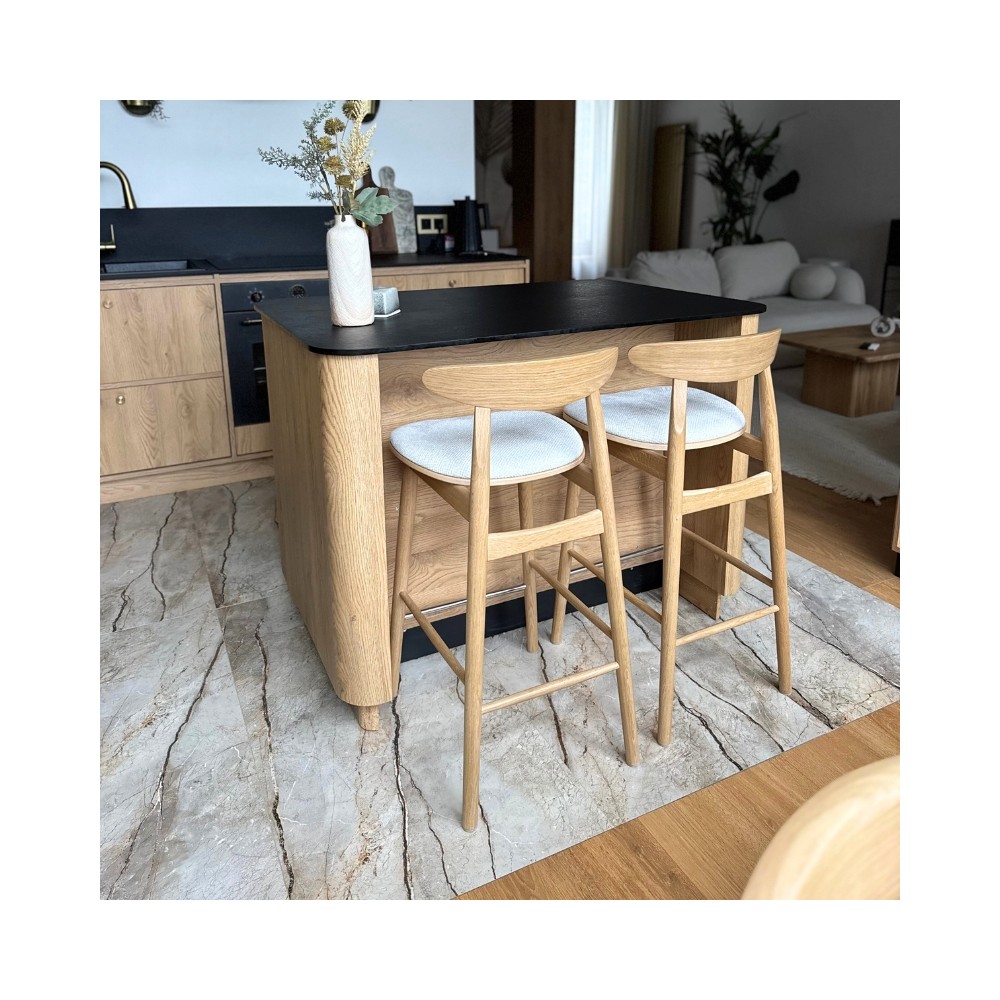 Dębowe krzesło barowe - hoker - tapicerowany II