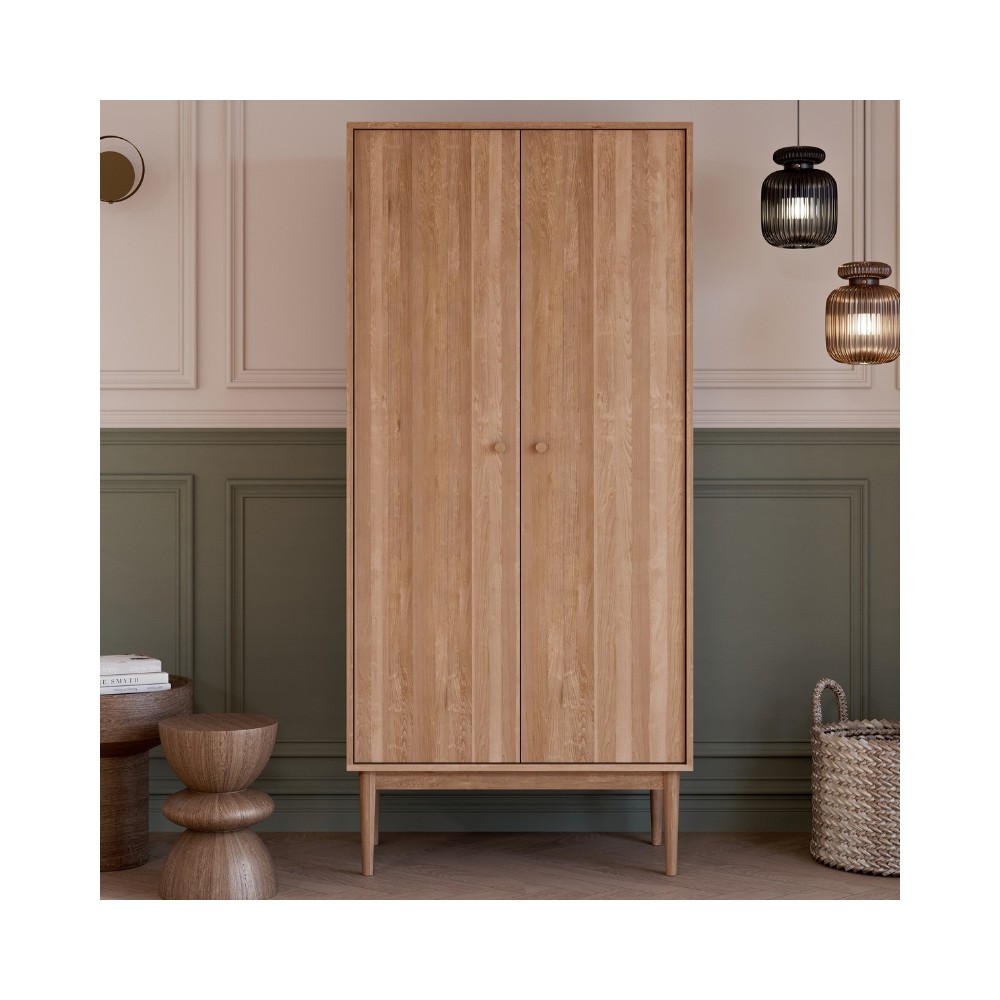 Szafa dwudrzwiowa OSLO z litego dębu – minimalistyczny skandynawski design