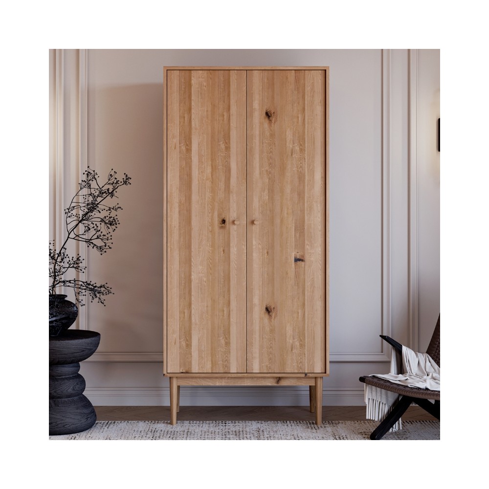 Szafa dwudrzwiowa OSLO z litego dębu – minimalistyczny skandynawski design