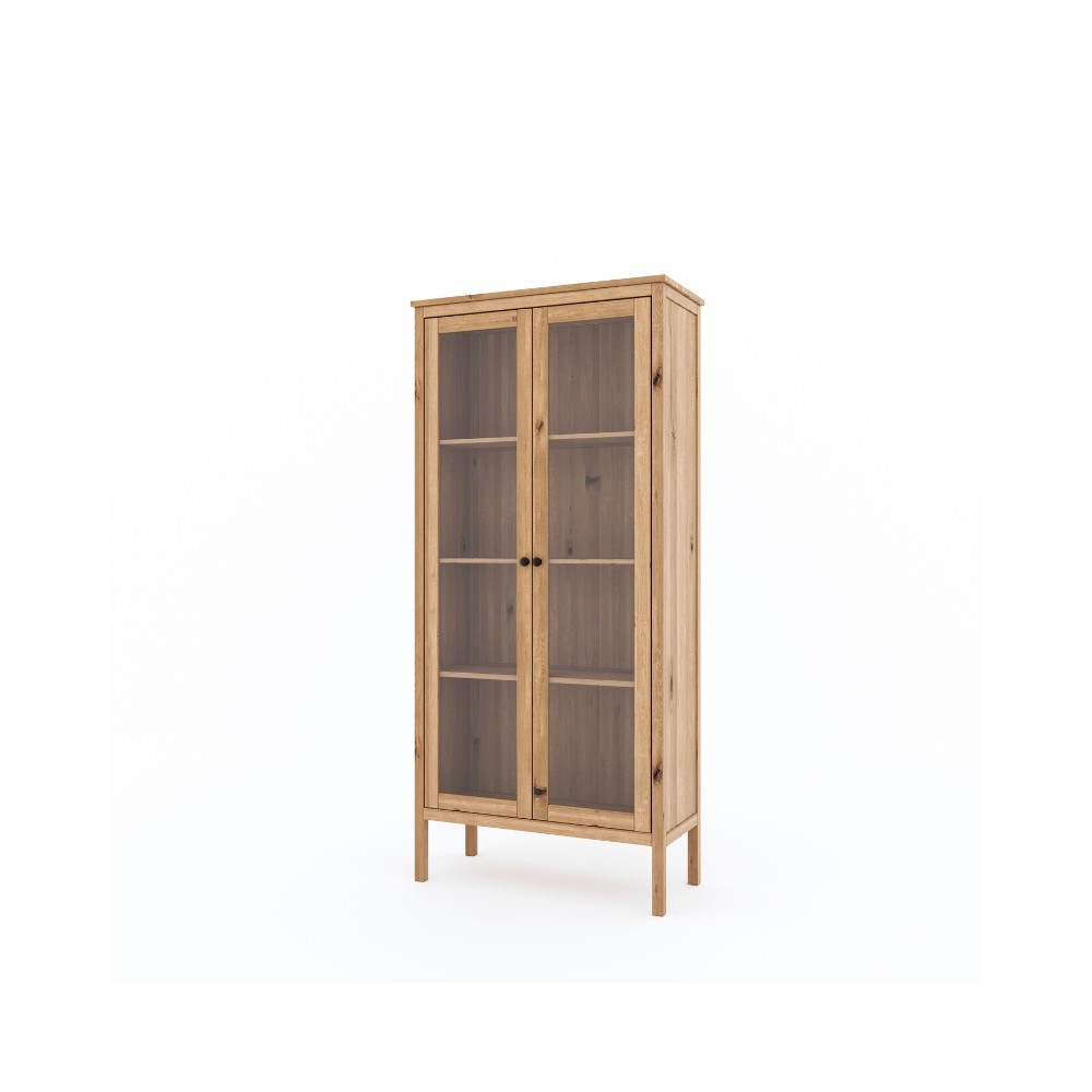 Dębowa witryna dwudrzwiowa SCANDIC dziki dąb