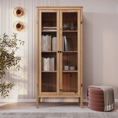 Dębowa witryna dwudrzwiowa SCANDIC dziki dąb