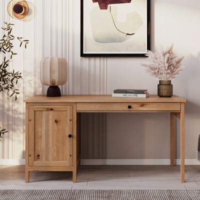 Dębowe biurko SCANDIC 1s + 1d dziki dąb