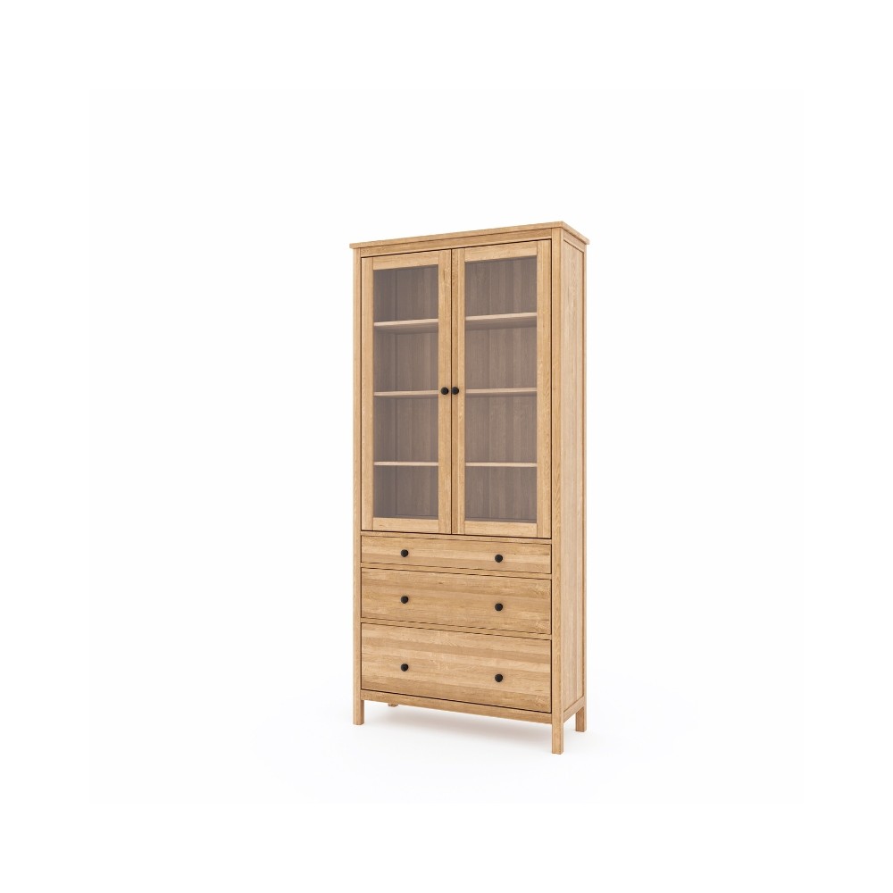 Dębowa witryna SCANDIC – lita, lakierowana, polska produkcja