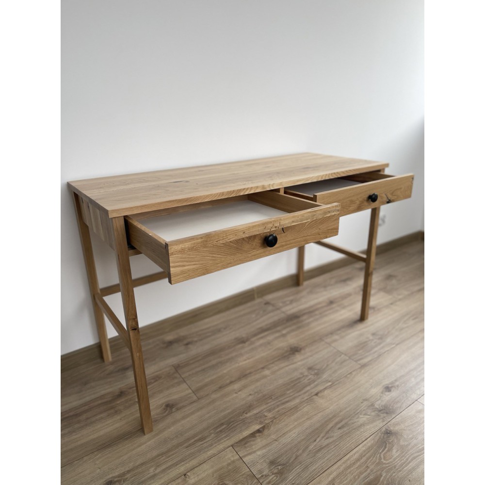 Dębowa konsola / biurko SCANDIC – z szufladami, lakierowane