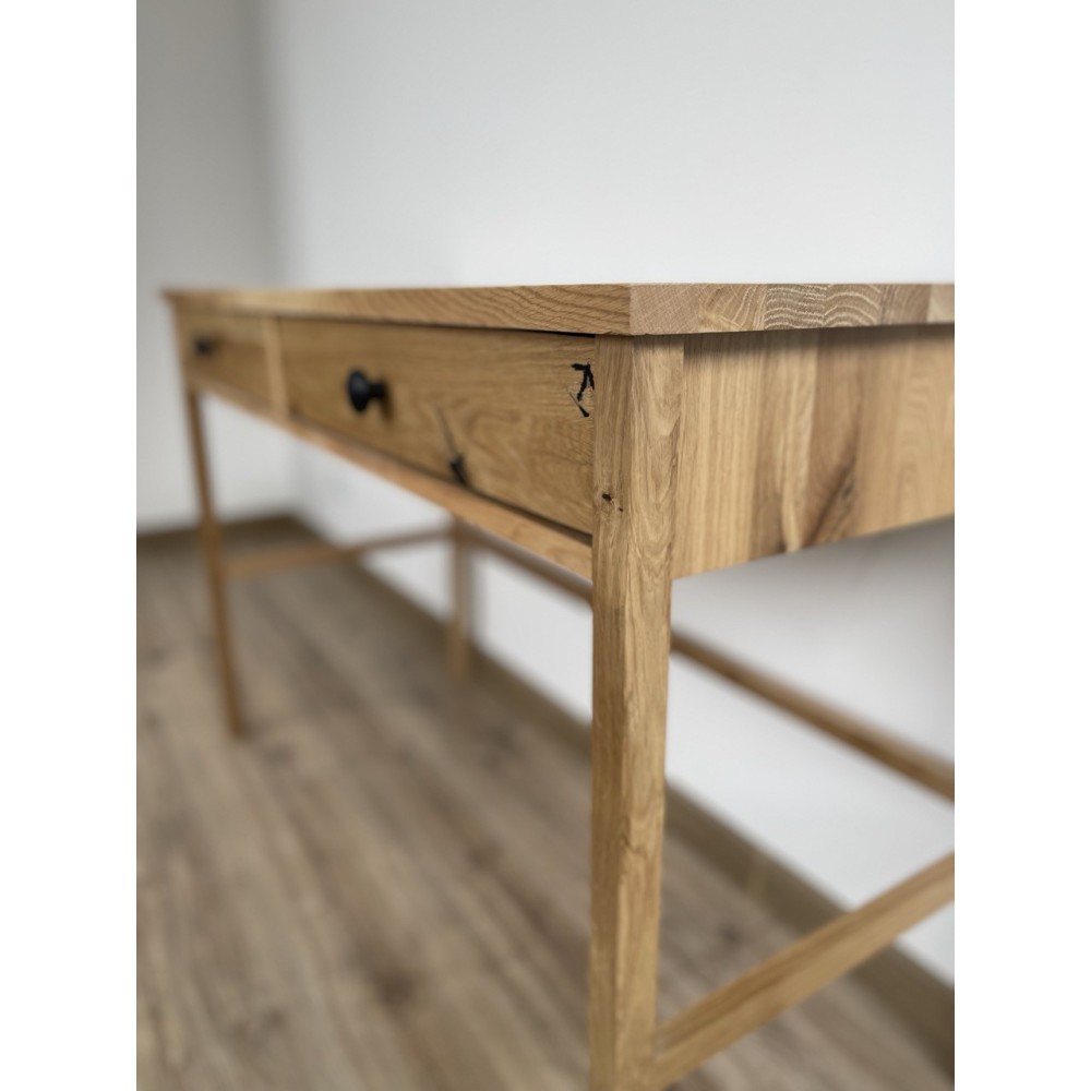 Dębowa konsola / biurko SCANDIC – z szufladami, lakierowane