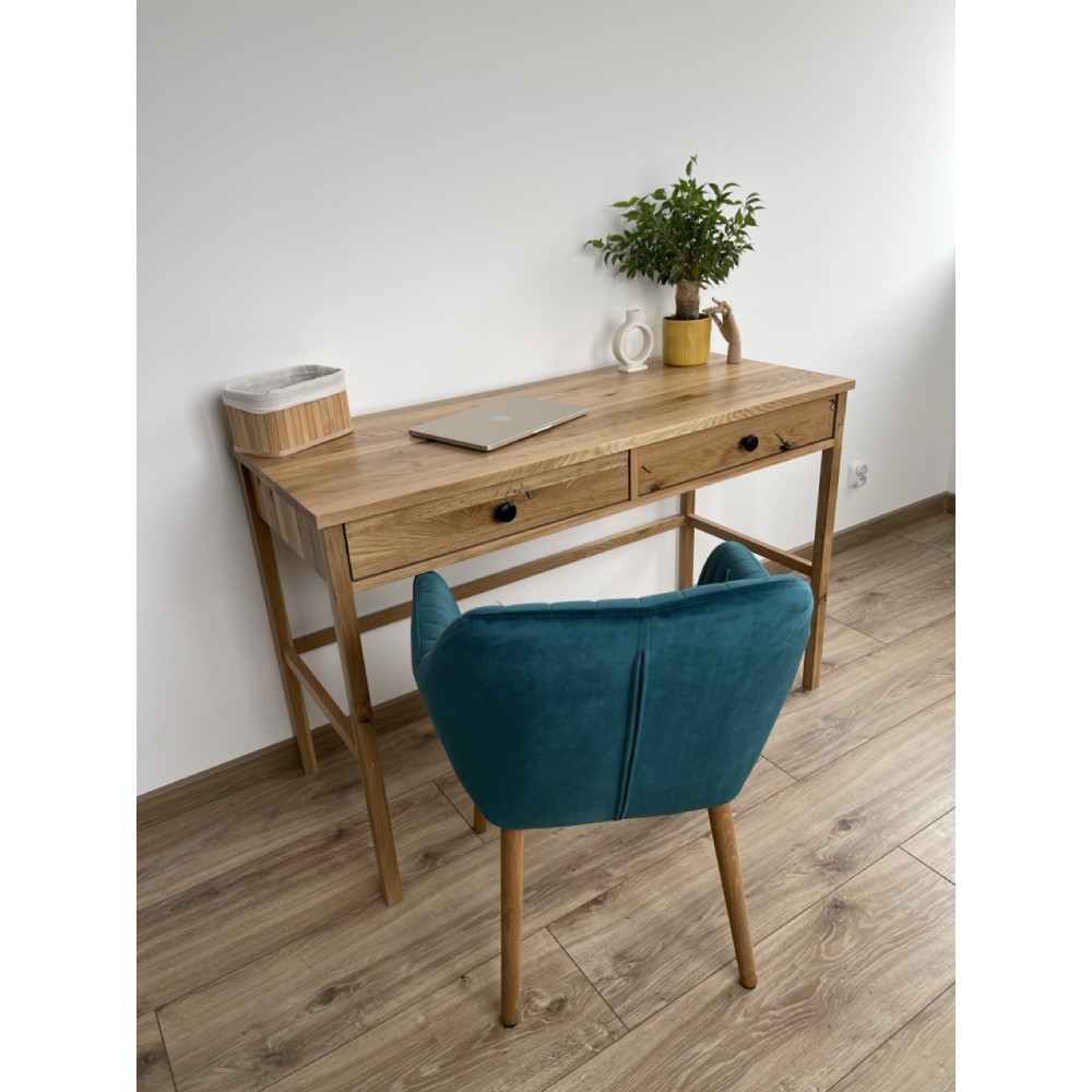 Dębowa konsola / biurko SCANDIC – z szufladami, lakierowane