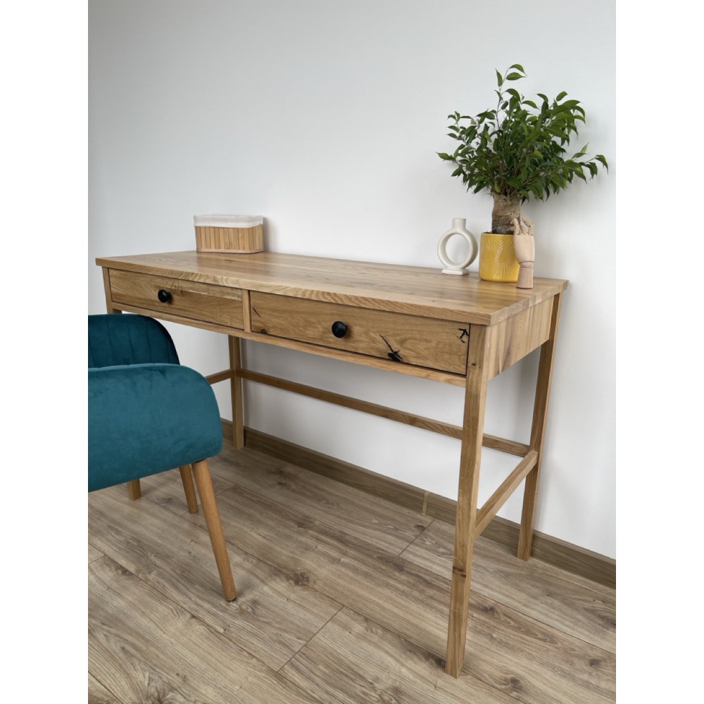Dębowa konsola / biurko SCANDIC – z szufladami, lakierowane